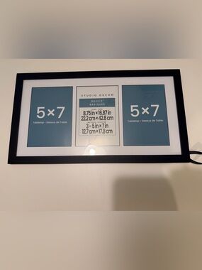 Studio Decor Modern 3-Opening Black Collage Frame (3) 5x7 Photos w/ White Mat
